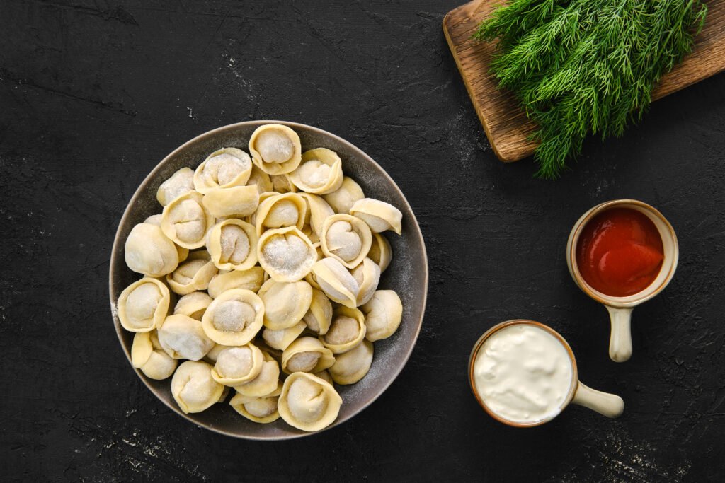 Top view of homemede meat dumplings